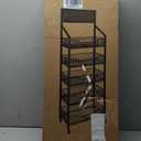 5 Tier Supermaket Snack Rack Display Stand, Free-Standing Black Retail Display Shelves with 12 Hooks & 4 Wheels, Large Metal Snack Shelf for Store Business, 5 Tier-iron Wire