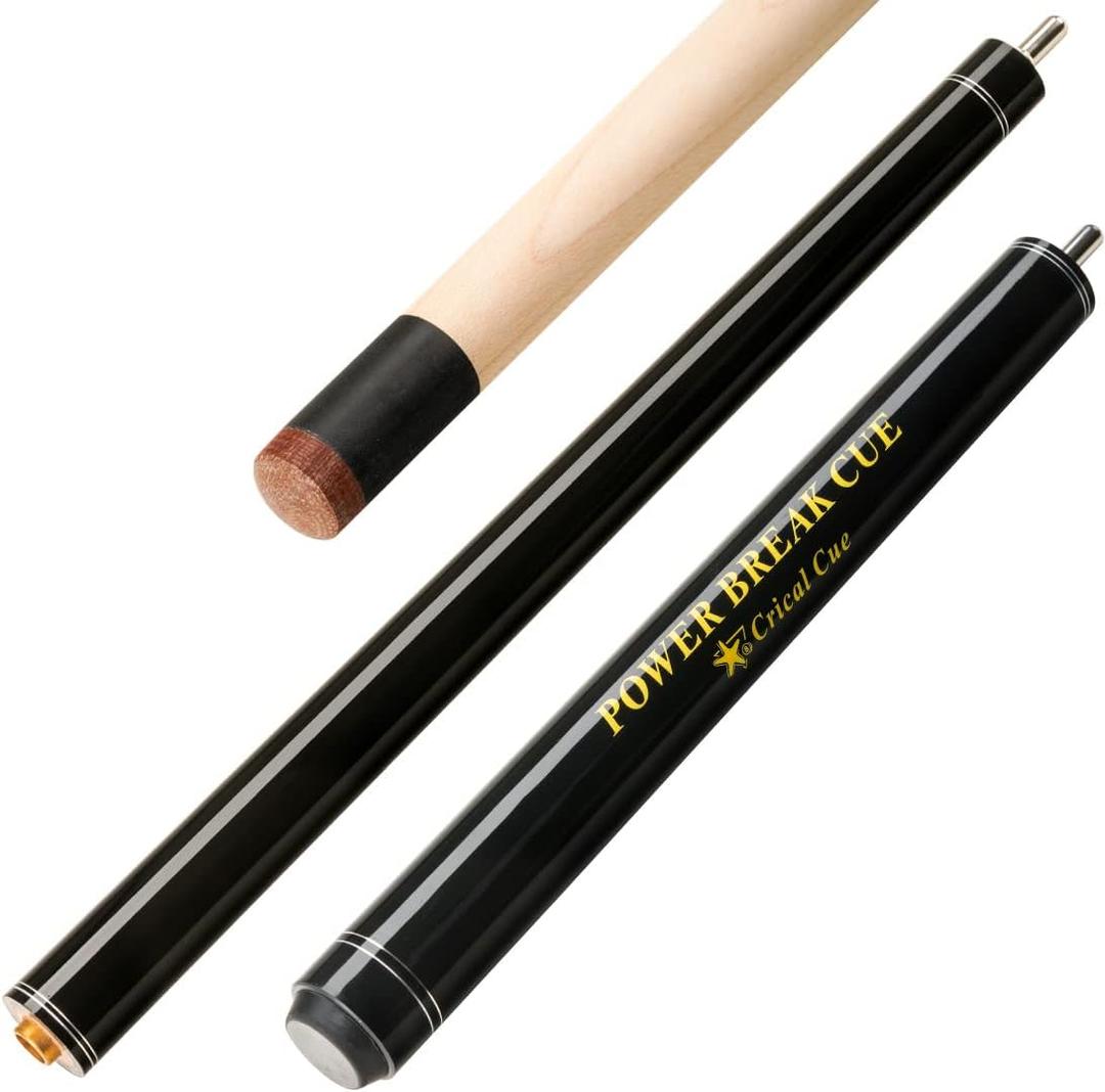 CRICAL Heavy Hitter Jump Break Cue 3-Pieces 54inch Short Maple Break Jump Cue with 13.2mm Tip Punch Cue Professional Jump Cue Billiard Pool Stick (Black)