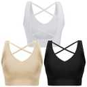 Double Couple Sports Bras for Women Padded High Impact Seamless Criss Cross Back Workout Tops Gym Activewear Bra Medium