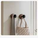 Adhesive Wooden Wall Hooks,4-Pack Farmhouse Decorative Natural Dark Walnut Wall Mounted Hooks for Towel,Keys,Hats,Coats,Robe, Bags& More - Durable & Stylish Home Decor for Entryway, Bathroom, Bedroom