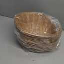 12 Pcs Oval Small Plastic Bread Basket, Wicker Basket for Serving 2.36x9x6.4 Inch Woven Food Storage Basket, Fruit Basket, Gift Basket (Comes with Food Blotting Sheets) Brown