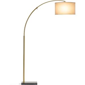 Brightech Logan Arc Floor Lamp, Bright Standing Lamp for Living Rooms, Offices & Bedrooms, Modern Living Room Décor, Tall Hanging Floor Lamp for Reading and More – Gold/Brass
