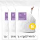simplehuman Code E 60 Count Custom Fit Liners, Drawstring Kitchen Trash Bags, One-by-One Mess-Free Dispense, Extra Thick & Double Seamed, 50% PCR Plastic, 20 Liter / 5.3 Gallon, White