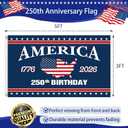 250 Anniversary USA Flag 3x5 250 Year America Anniversary Flag for Outside 1776-2026 4th of July Patriotic Decorations Yard Signs Banner for Room Wall Outdoor House with Brass Grommets Map Design.