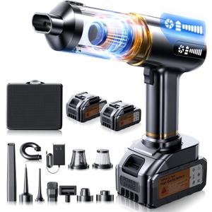 Cordless Vacuum Cleaner, 58000PA Handheld Vacuum Cordless, 9-in-1 Car Vacuum Portable Cordless for Detailing & Pet Hair, Powerful Rechargeable Vacuum Cleaner for Car, Keyboard & Couch.