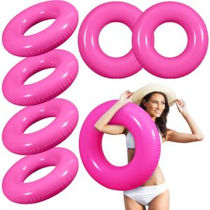 JellyArch 6 Pcs Inflatable Pool Floats 28 Inches Swim Tube Bulk for Adults Swimming Ring Pool Floaties for Beach Party Decorations Women and Men River Lake Summer Vacation Holiday (Rose Pink)