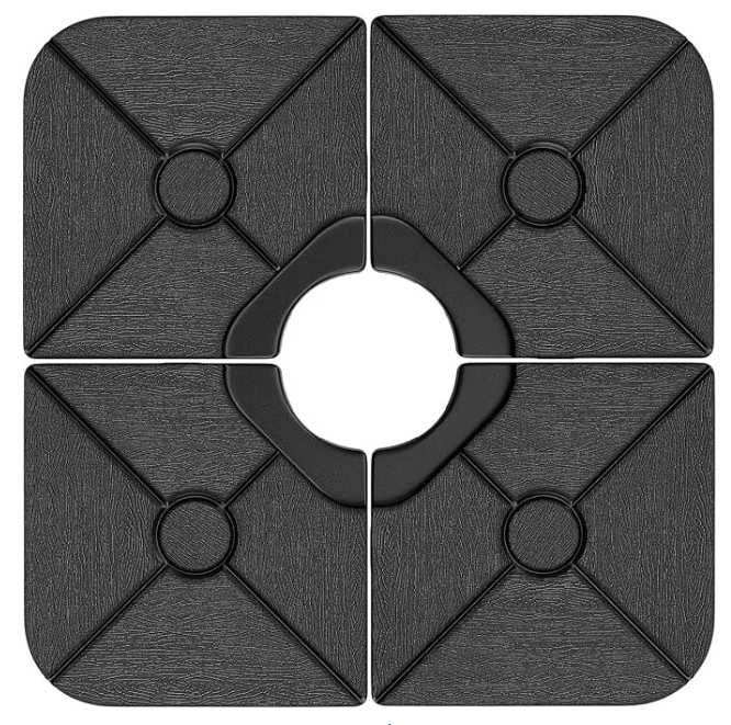 4-Piece 200lb Umbrella Base Outdoor Patio Umbrella Stand Easy-Fill Square Shaped Cantilever Offset Filled with Water or Sand for Garden, Backyard and Poolside, Black