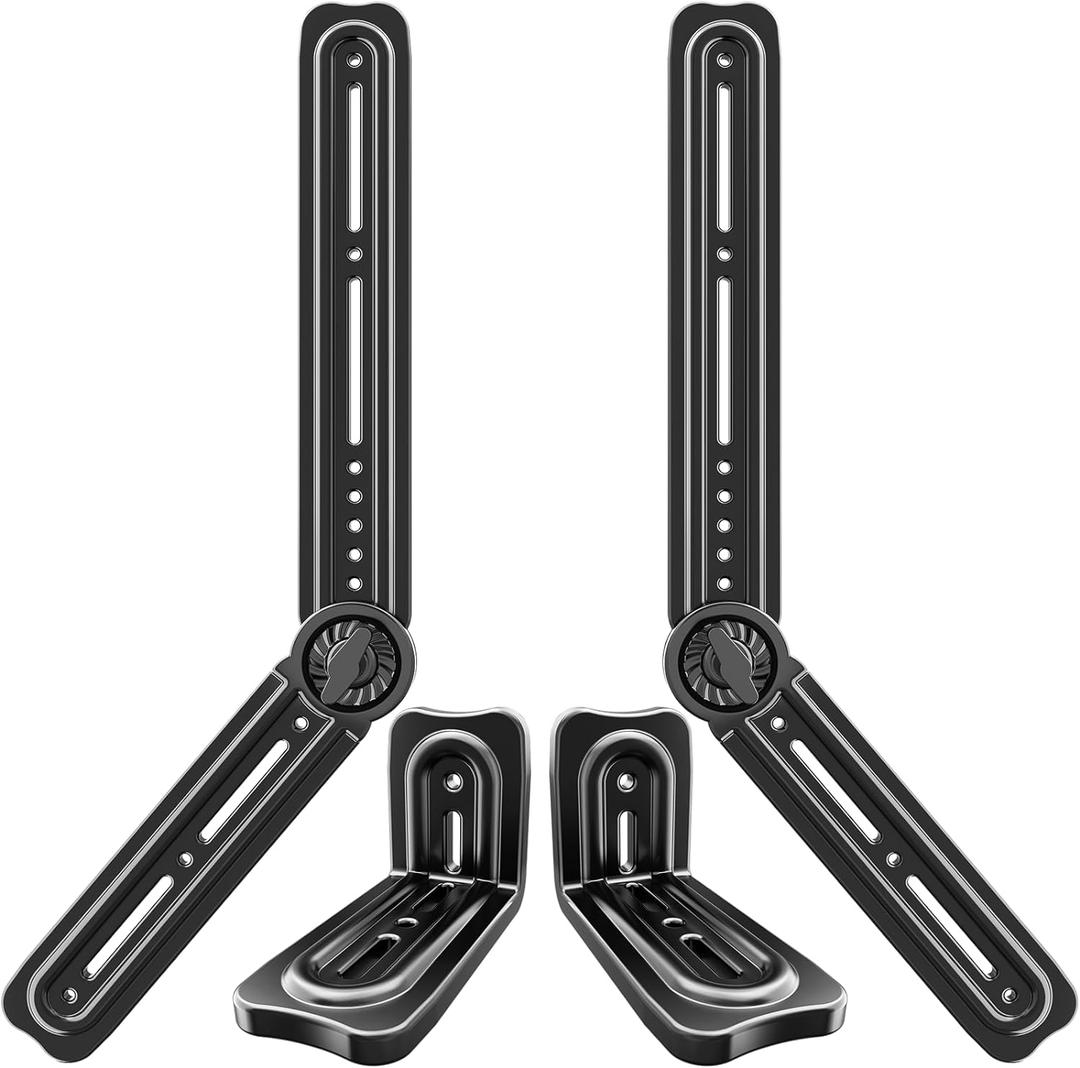 Soundbar Mount Bracket, Sound Bar Mounts Under TV or Above TV Fits Most Sound Bars Up to 20 Lbs, Soundbar TV Mount with 180 Adjustable Extension Plates and L-Shaped Hooks