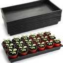 RooTrimmer 1020 Flat Seed Starter Trays 10 Pack, Plastic Nursery Pots Trays & Seeds Potting Plants Tray, Durable Carrying Seedling Starting Tray for Planting (Black)