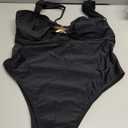 OYOANGLE Women's One Piece Bathing Suit Metal Starfish Cut Out Swimsuits Tummy Control Swimwear (X-Large, Black)