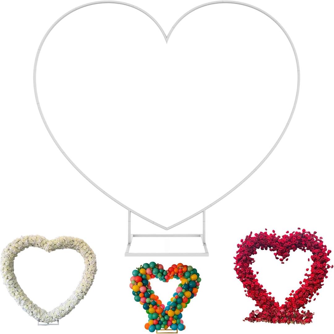 6.7FT Heart Arch Stand for Proposal, Metal Balloon Arch Frame for Wedding Valentine's Day Engagement Birthday Party Baby Shower Decorations (White)