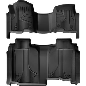 AOMSAZTO Floor Mats for 2019-2026 Chevy Silverado 1500 / GMC Sierra 1500, 2020-2026 Silverado/Sierra 2500HD / 3500HD Crew Cab, 1st & 2nd Row All Weather Liners