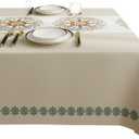 Rectangle Table Cloth,100% Waterproof Tablecloth Oil Proof Spill Proof Vinyl Table Cloth, Wipe Clean Plastic Table Cover for Dining, Camping, Indoor and Outdoor 54" x 78",Flower-Beige