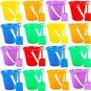32 Packs Beach Sand Bucket and Shovel Set Include 16 Pcs Plastic Sand Pail and 16 Pcs Sand Shovels for Summer Beach Sandbox Fishing Pool Party