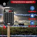 10 Miles Solar Powered Electric Fence Charger – 0.18J Output, 24/7 Day/Night Protection, Portable Fence Energizer for Dogs, Chickens, Garden, Livestock, Rechargeable Solar Panel, Rugged & Waterproof
