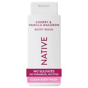 Native Body Wash Contains Naturally Derived Ingredients | For Women & Men, Sulfate, Paraben, & Dye Free Leaving Skin Soft and Hydrated | Cherry & Vanilla Macaron 18 oz