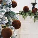 36pcs Velvet Ornaments for Christmas Trees, Flocked Christmas Balls Sets Assortment for Xmas Tree Holiday Decor (Brown)