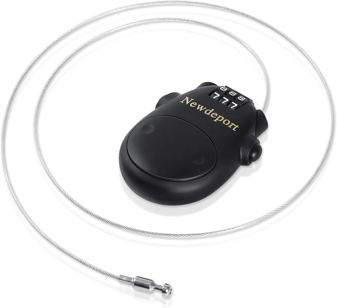 25Retractable Cable Lock - High-Security 3-Digit Combination Lock for Bike, Ski, Surfboard & Stroller - Compact Portable Travel Lock for Helmet, Luggage & Scooter - Keyless & Resettable (Black)