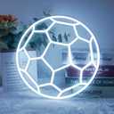 Soccer Neon Sign for Room, Dimmable LED Football Light, USB Powered Sports Neon Wall Decor, Game Day Soccer Party Decorations, Boys Bedroom Bar Club Decor, Gifts for Kids Teens Soccer Fans (White)