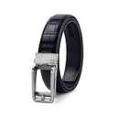 PlusZis 28"-68" Men's Leather Ratchet Dress Belt Big And Tall Cowhide Crocodile/ Alligator Design With Automatic Buckle