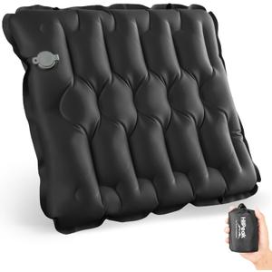 HiiPeak Inflatable Seat Cushion, Lightweight Compact Stadium Seat Pad Camping Air Seat Cushion for Airplane Travel Bleachers Backpacking Hiking Office Car Sports Events Concert(Black)