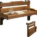 Folding Balcony Railing Table, Solid Wood Balcony Hanging Table, Railing Plant Holder, Balcony Bar Table Furniture for Apartment, Patio, Deck