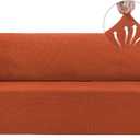 Asnomy Couch Covers for 3 Cushion Couch Stretch Sofa Covers Slipcovers, Pet Protector Furniture Covers for Dogs Cats Spandex Jacquard Fabric Small Checks LargePunpkin