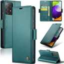 for Samsung Galaxy A52 4G/5G Case, Premium PU Leather Wallet Case Flip Cover with [RFID Blocking][Card Holder][Stand Function] for Samsung Galaxy A52 (5G/4G)/A52s 5G, Blue-Green