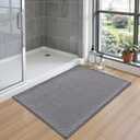 DEXI Bathroom Rugs 24x36, Non Slip Washable Bath Mat, Absorbent Chenille Bathmat, Ultra Soft Thick Carpet for Tub Shower Floor, Grey