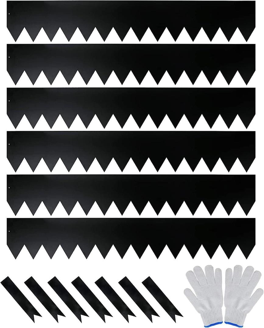 Worth Garden 6-Pack Galvanized Steel Landscape Edging with Black Powder Coating - 40" L x 6.5" H - Hammer-in 16-Gauge Metal Border Separator Strips with 7 Clips - Edge for Lawn Yard (20Ft Total)