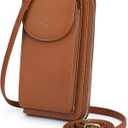 S-ZONE Small Crossbody Bags for Women Cell Phone Purse RFID Blocking Wallet Purses with Credit Card Slots (Brown)