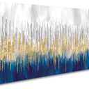 XXMWallArt FC3175 Abstract Wall Art Gold and Blue Canvas painting Artwork Painting Print for Living Room Bedroom Kitchen Home and Office Wall Decor (60L" x 30W")