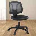 Swivel Armless Desk Office Chair Without Arms Adjustable Height and Lumbar Support for Home