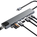USB C Hub Multiport Adapter, 8 in 1 USBC Dongle with 4K HDMI, RJ45 Ethernet, 100W PD Charging, USB 3.0, SD/TF Card Reader, USB-C Docking Station for MacBook Pro/Air, Dell, HP and Other Type C Devices
