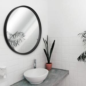 HBCY Creations Large Round Mirror, Black 27.5 inch Wall Mirror for Entryway, Bathroom, Living Room and More, Modern Minimalist Mirror for Both Rustic and Boho Design and Decor