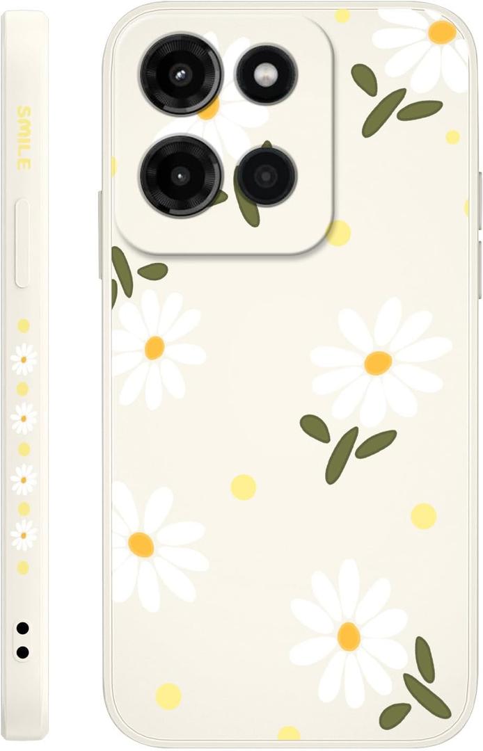for Motorola Moto G Stylus 5G 2025 Case, Flower Pattern Slim Case Soft Silicone Protective for Moto G Stylus 5G 2025 Phone Cover, Daisy Rice White
