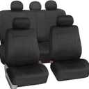 FH Group Car Seat Covers Full Set Neoprene - Universal Fit, Automotive Low Back Front Seat Covers, Airbag Compatible, Split Bench Rear Seat, Washable Seat Cover for SUV, Sedan Black