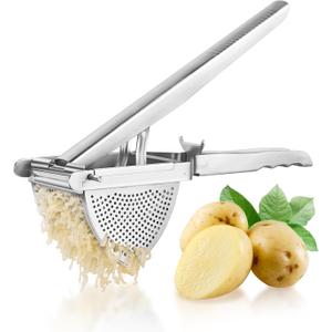 Upgraded Potato Ricer Stainless Steel, Heavy-Duty Potato Masher with Multi-Hole Design, Ricer for Mashed Potatoes, Baby Food, and More - Ideal Kitchen Tool for Effortless, Smooth Purees