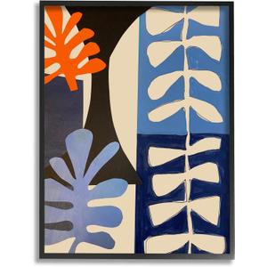 Stupell Industries Funky Plant Leaves Modern Abstract Cutout Silhouettes, Design by Deborah Velasquez, 16 x 20, Black Framed