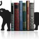 Geelin Elephant Metal Bookends Set of 2 Styles Book Ends for Shelves Bookshelf Home Office Desk Bookshelf Decor Gift for Elephant Lovers and Reading Enthusiasts