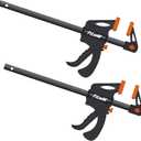 Bar Clamps for Woodworking, 2-Pack 10 Inch One-Handed Clamp/Spreader,Light-Duty Quick-Change F Clamp with 150 lbs Load Limit Orange