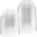 GUSTO [100 Count] Clear (No hole) Dome PET Plastic Lids 98mm Rim for 12, 16, 20 & 24 oz. Milkshake Cups (Formerly Comfy Package)