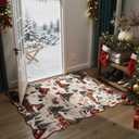 Wonnitar Christmas 2x3 Entryway Rug, Non Slip Washable Small Kitchen Rug, Soft Christmas Village Door Mat Indoor Entrance, Low Pile Xmas Throw Rug for Bathroom Bedside Holiday Decor (Beige,2'x3')