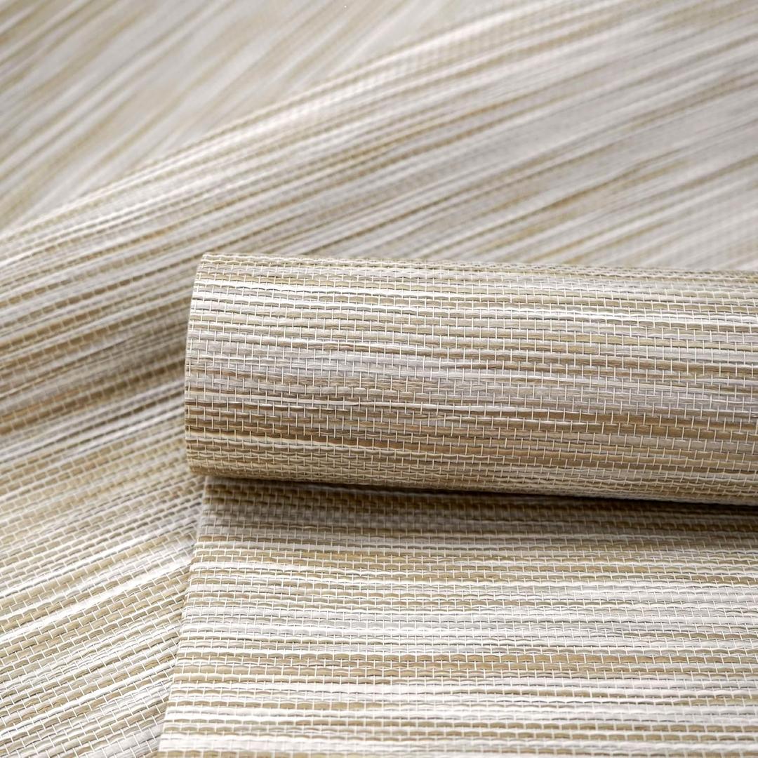 Ansehan Wallcovering W100207 Titan Collection 36" W x 8 Yard L, Natural Paper Weave Grasscloth Modern Texture Wallcovering for Living Room Bedroom Feature Wall, Cozy Oat