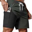 Ntrlv Men's 2 in 1 Running Shorts 5" Lightweight Quick Dry Athletic Workout Shorts with Liner and Pockets, Darkgray-XXL