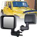 Left Driver Side Mirror Compatible with Jeep Wrangler JK 2007 2008 2009 2010 2011 2012 2013 2014 2015 2016 2017 Full Manual NonHeated Door Rear View Replacement