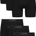 Hanes Men's Value Performance Stretch Boxer Brief Underwear, Moisture Wicking, 6Pack, L
