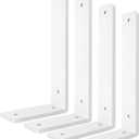 White Floating Shelf Bracket 10 Inch, 4 Pack Heavy Duty Shelf Brackets, Wall Shelf Bracket for DIY Decorative with Mounting Hardware (L 10" x H 6" x W1.5")