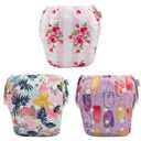 Babygoal Baby Girl Swim Diapers 3 Pack for Infant, Reusable Adjustable Washable for Swim Class-Flower (Small, Ice Cream & Flowers)