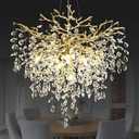 BMNJYW 24 inch Crystal Chandelier for Dining Room, Round Gold Tree Branches Chandeliers, Top K9 Crystal Chandelier, Modern Chandeliers for Kitchen,Foyer Entryway,Luxury Adjustable Hanging Chandeliers